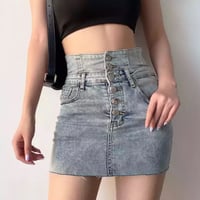 ハイウエストカットオフデニムミニスカート/2色展開/S〜XL/2022SS
