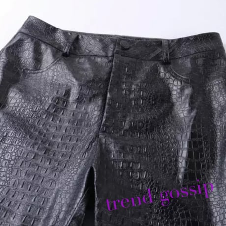 【Black M即納】ハイウエストクロコフェイクレザースキニー/2色展開/XS～L/2020SS
