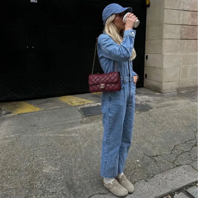 カットオフデニムタイトジャンプスーツ/XS〜L/2023SS | trendgossip
