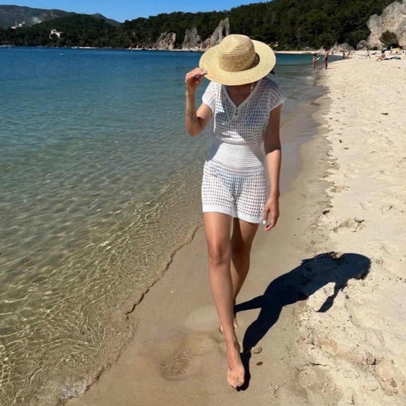 サマーニットメッシュビーチミニワンピース/3色展開/S.M.L