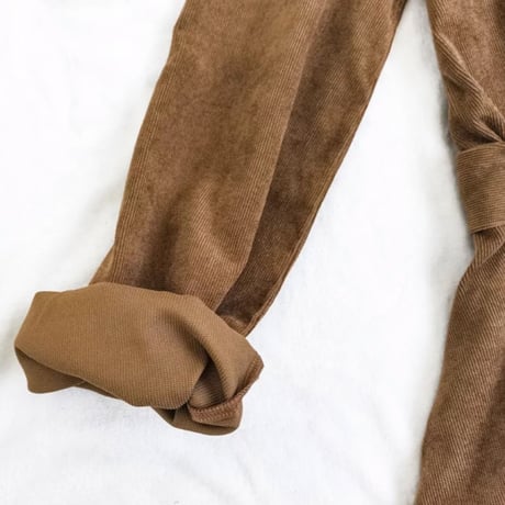 ブラウンコーデュロイAラインワンピース/S〜XXL
