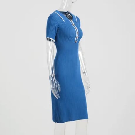 ポロリブニットクラシックワンピース/S.M.L/2023SS
