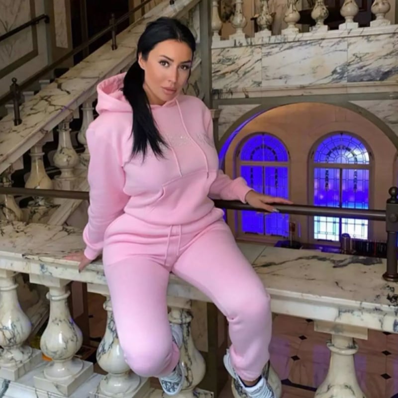 ラインストーンギャング文字スウェットセットアップ/S〜XL/4色展開