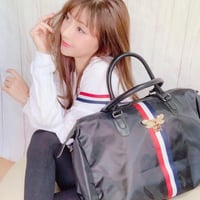 Beeバックルトリコロールナイロンボストンバッグ/旅行/鞄/ショルダーバッグ