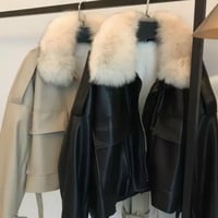 ふわふわファー付きワークポケットレザージャケット/2色展開/S〜XL/2022AW