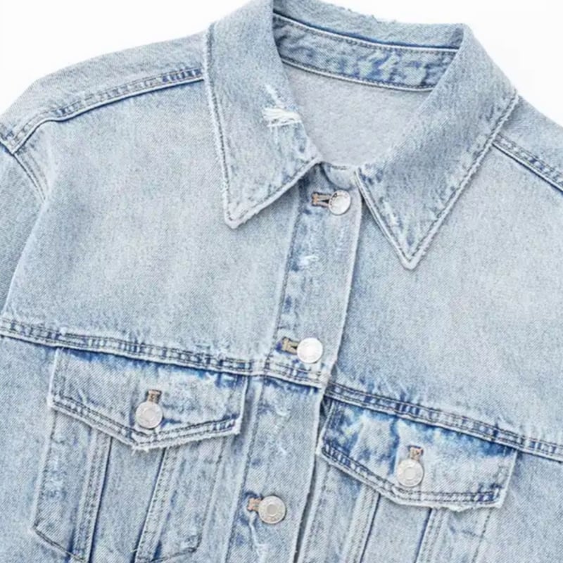 カットオフアイスブルーデニムジャケット/XS〜L/2023SS | trendgossip