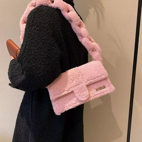 ボアファーチェーンデザインストラップショルダーバッグ/鞄/5色展開/2022AW