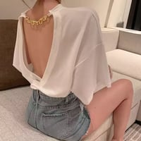 【送料無料】バックカットチェーン付きオーバーサイズTシャツ/M〜XL/2022SS