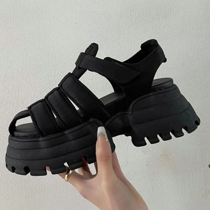 グルカサンダル 黒 23.5 cm 厚底ブラックグルカサンダル/靴/22.5〜26cm/2023SS | trendgossip