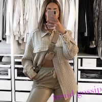 パールボタンオーバーサイズツイードシャツ/S.M.L/2020AW