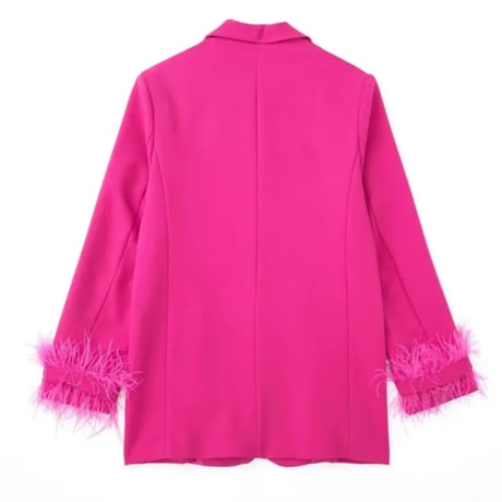 フェザー付きピンクブレザー/セットアップ/XS〜L/2023SS