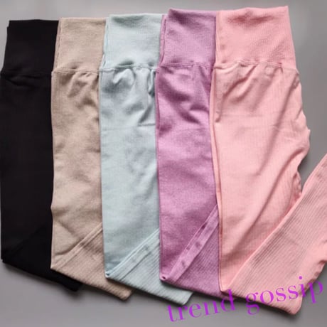 美ラインヒップカラーリブフィットネスセットアップ/トレーニングウェア/5色展開/S.M.L/2020SS