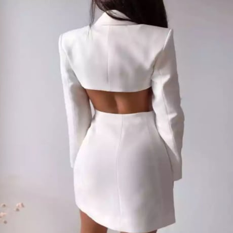 バックトリムホワイトブレザーワンピース/ドレス/S.M.L/2022SS