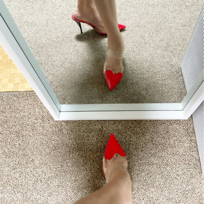 ハートポインテッドトゥクリアパンプス/3色展開/22.5〜25cm ハートポインテッドトゥクリアパンプス/3色展開/22.5〜25cm