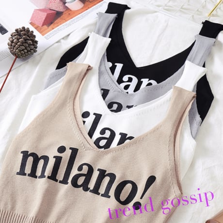 milanoロゴクロップドニットタンク/4色展開/2020SS