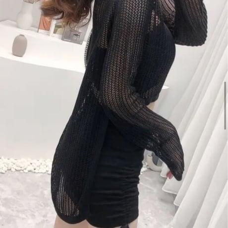 バックロングメッシュトップス/3色展開/ワンサイズ/2023SS