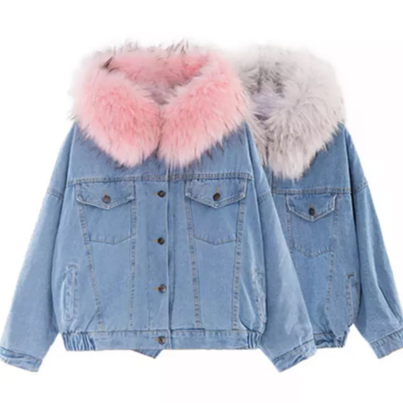インナーファーデニムブルゾン/ファーコート/3色展開/S～XXL | trendgossip