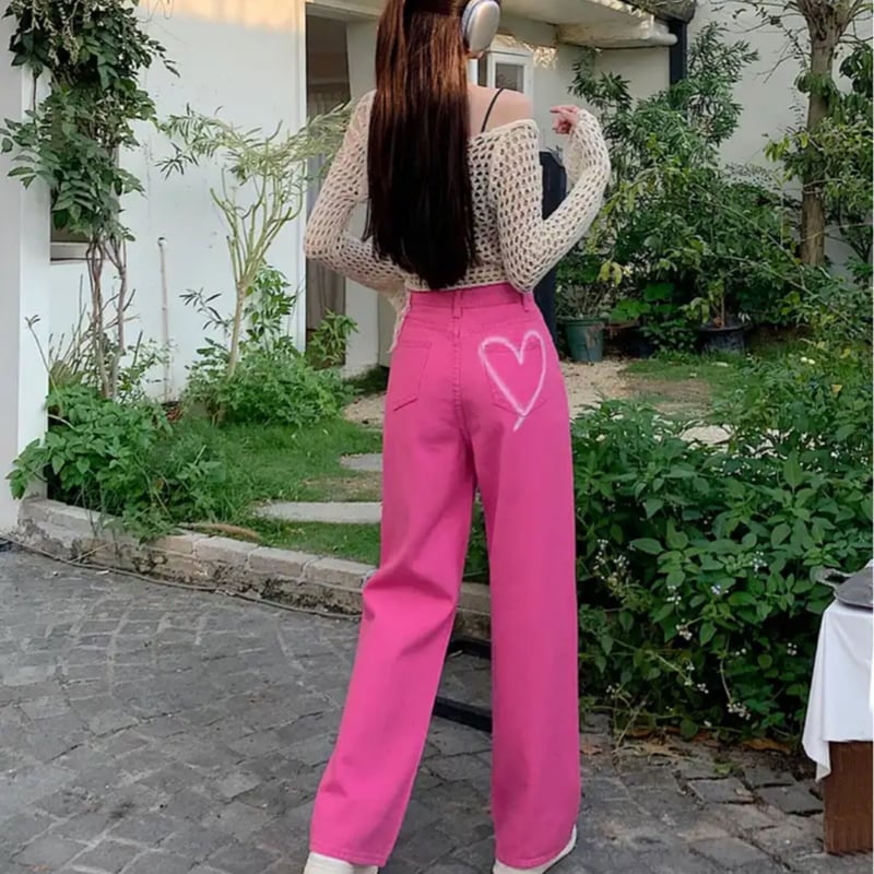 HTH PINK HEART 薄紫 ワイドレッグデニム HTH PINK HEART 薄紫 ワイドレッグデニム HTH PINK HEART 薄紫 ワイド