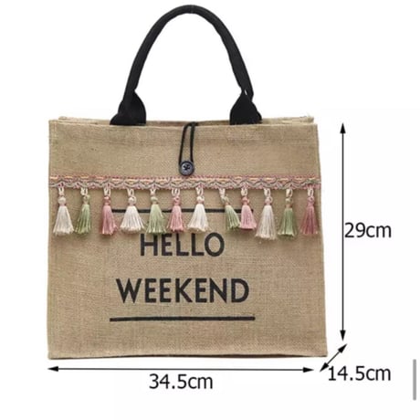 【即納】HELLOWEEKENDタッセルリネントートバッグ/鞄/2色展開/2020SS