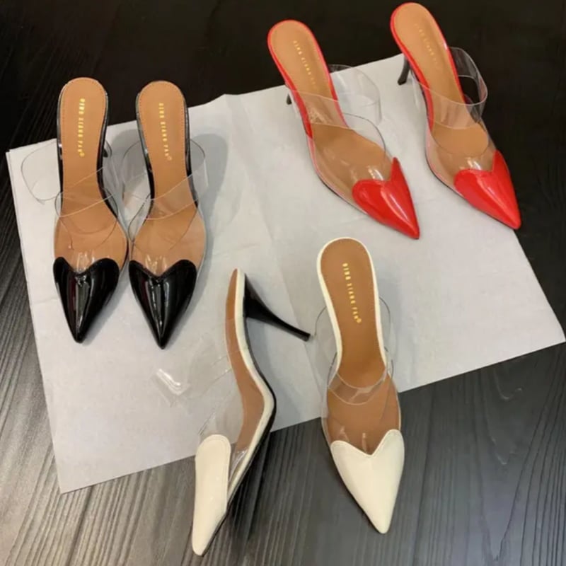 ハートポインテッドトゥクリアパンプス/3色展開/22.5〜25cm