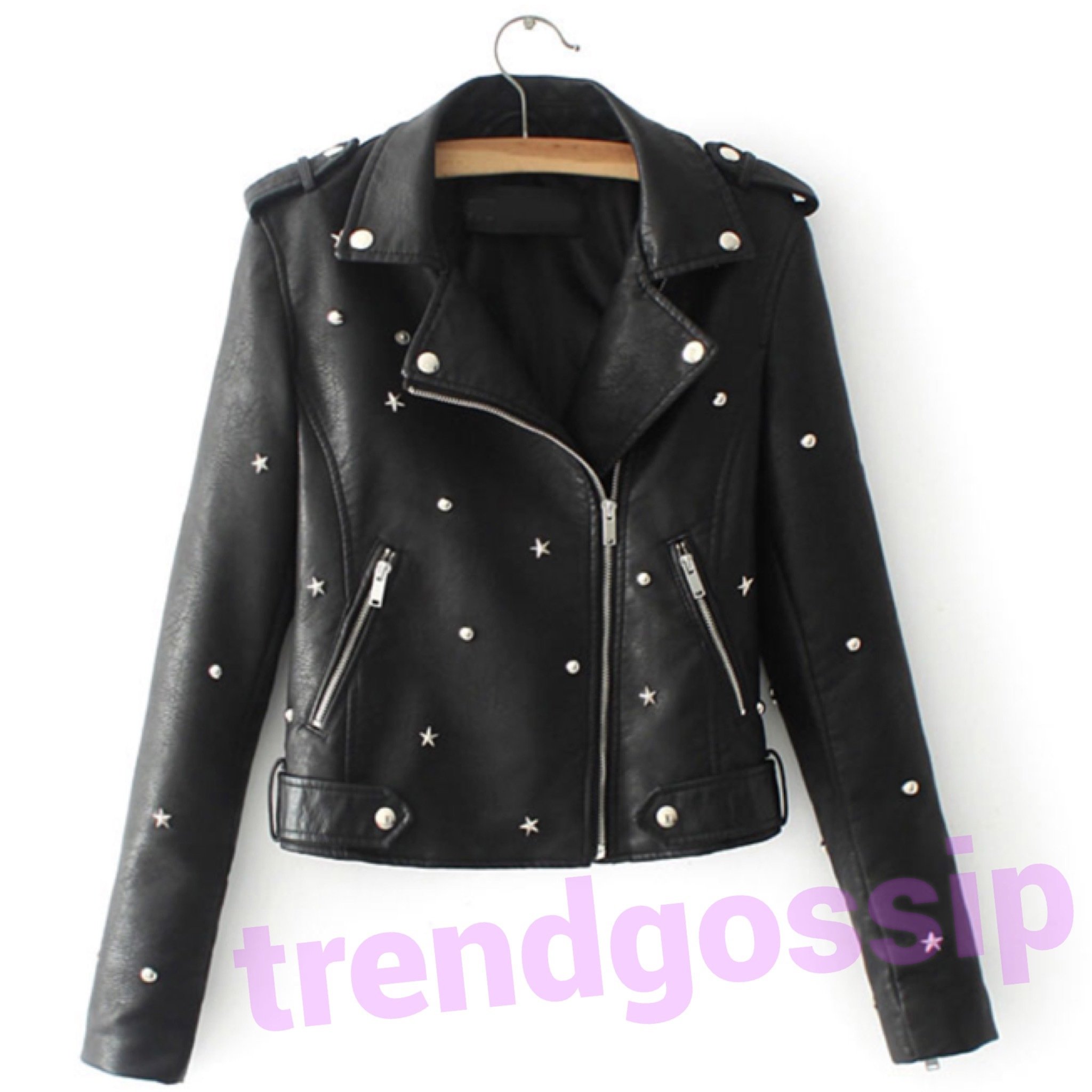 スタースタッズライダースジャケット/5色展開/S.M.L/AW | trendgossip