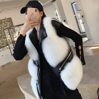ジッパーブロッキングボリュームファーエコレザーベスト/3色展開/S〜XL/2022AW