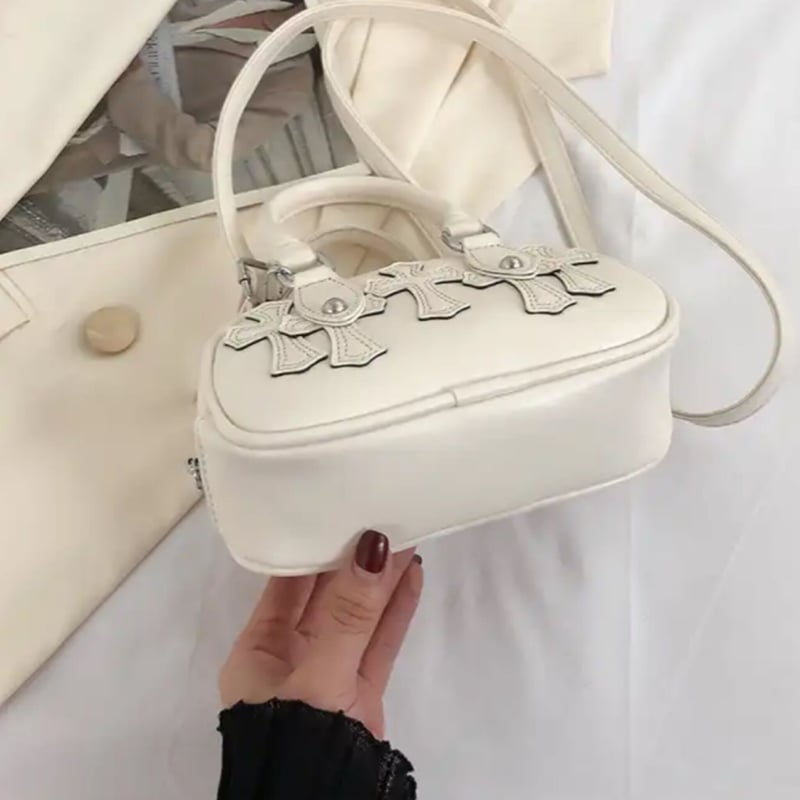 クロスワッペンストラップ付きミニボストンバッグ/4色展開/2023AW