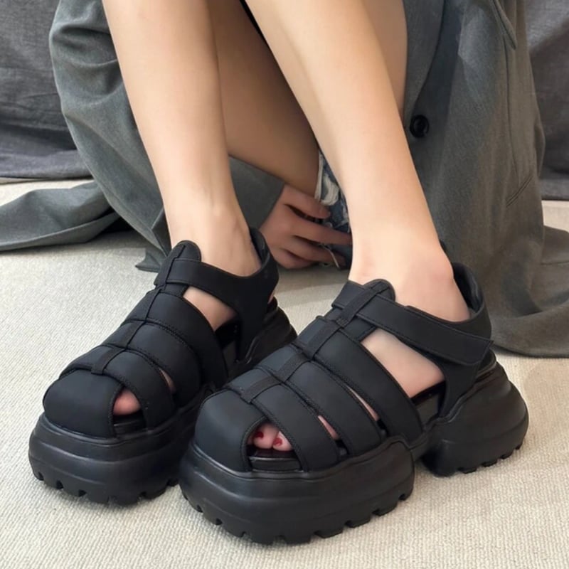Kanematsu グルカサンダルブラック 厚底ブラックグルカサンダル