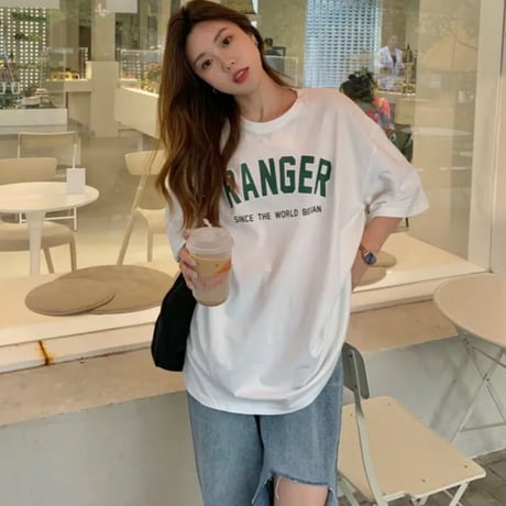 RANGARグリーンロゴオーバーサイズTシャツ/3色展開/S.M.L/2023SS