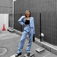 クロップドジャケット＆ボーイフレンドスラックスセットアップ/スーツ/2色展開/S.M.l/2021SS