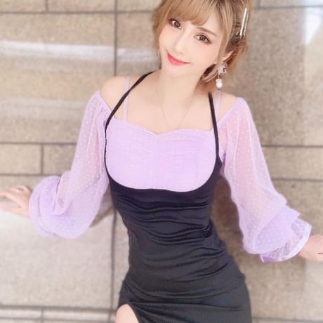 ドットシースルースリーブギャザービスチェ/6色展開/S.M.L/2020SS