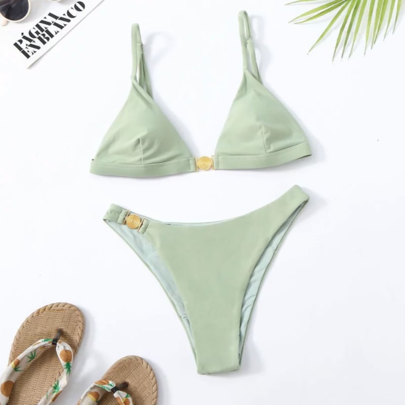 送料無料】ピスタチオグリーン三角ビキニ/水着/ S.M.L/2022SS | trendgo