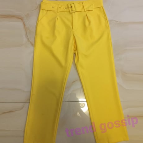 【Beige S即納】ベルト付きハイウエストスラックステーパードパンツ/4色展開/S～XL