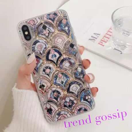 【送料無料】エスニックスケイルグリッタースマホケース/iPhone6～iPhone11/2020SS