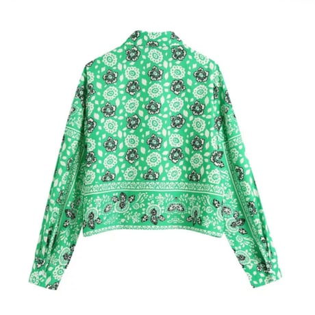 グリーンペイズリーレトロフラワーシャツセットアップ/ XS〜L/2021SS