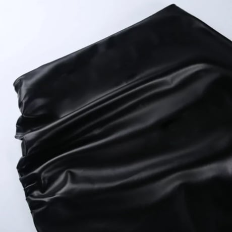 ギャザータイトレザーロングスカート/S.M.L/2021AW