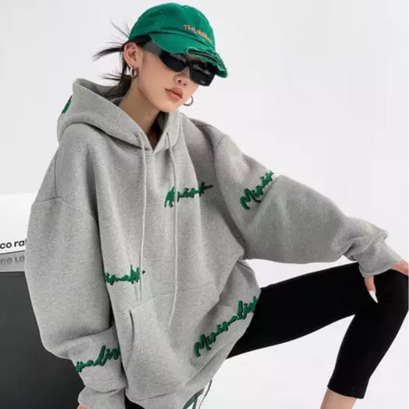 【新品未使用】GReeeeN グリーンボーイズ　ショートパーカー　グレー　F グリーンメッセージロゴグレーパーカー/フーディー/M〜XXL
