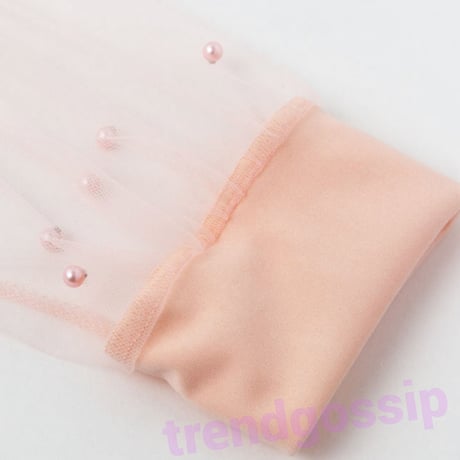 ハイネックパールシースルースリーブワンピース/3色展開/S～XL