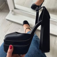 スクエアトゥダブルソールサテンチャンキーハイヒールパンプス/6色展開/22.5〜26cm/2023SS