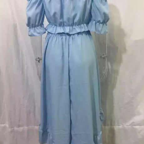オフショルフリルバックロングスカートセットアップ/3色展開/S〜XL/2022SS