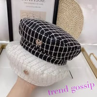 【送料無料】Mロゴピンズ付きチェックツイードベレー帽/帽子/2色展開/2020AW