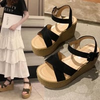 スエードクロスストラップジュートウェッジサンダル/3色展開/22.5～25cm/2020SS
