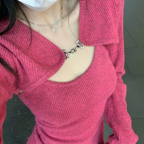 【送料無料】ロングスリーブリブニットボレロ＆キャミソールアンサンブル/2色展開/S〜XL/2023AW