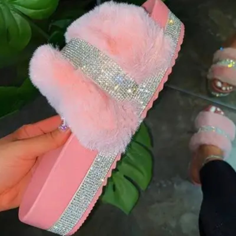 ラインストーンベルト厚底ファーサンダル/3色展開/22.5～26cm/2020 AW