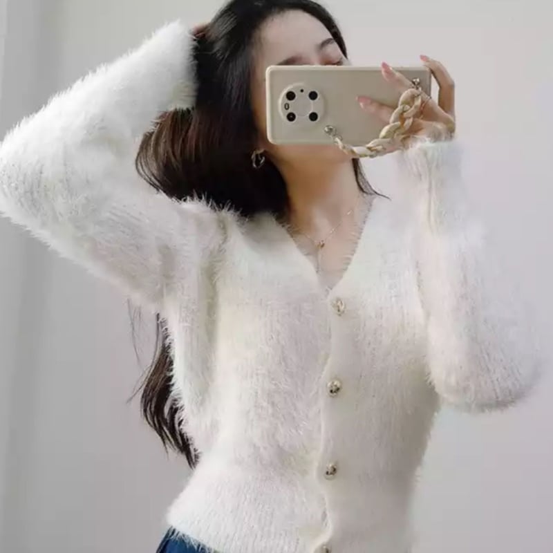 モヘアファーニットカーディガン/3色展開/ ワンサイズ/2022AW