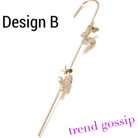 【B即納】イヤーフックスティックバタフライピアス/アクセサリー/2種展開/2021SS