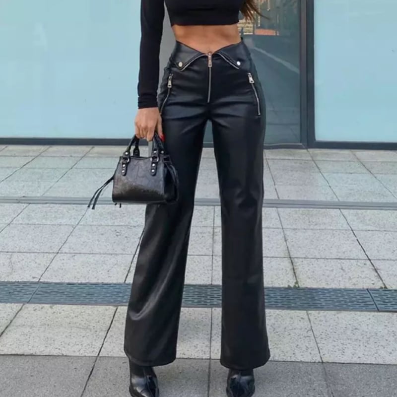 ブラックライダースレザーフレアパンツ/S.M.L/2022AW | trendgossip ブラックライダースレザーフレアパンツ/S.M.L/2022AW | trendgossip
