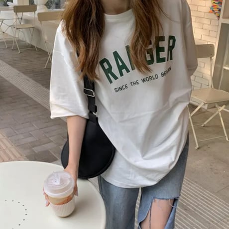RANGARグリーンロゴオーバーサイズTシャツ/3色展開/S.M.L/2023SS