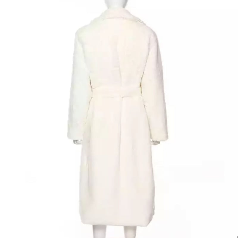 【中古/F】クリームホワイト ウールメルトン ロングガウンコート L．グレー 【Cassette Cross】ロングコート エアカルノーカラー