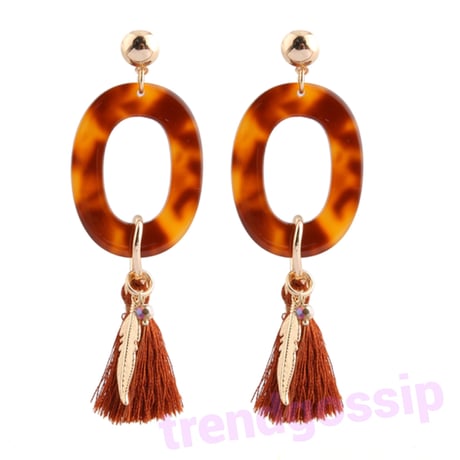 【即納☆送料無料】ラウンドストーンタッセルピアス/4色展開/アクセサリー